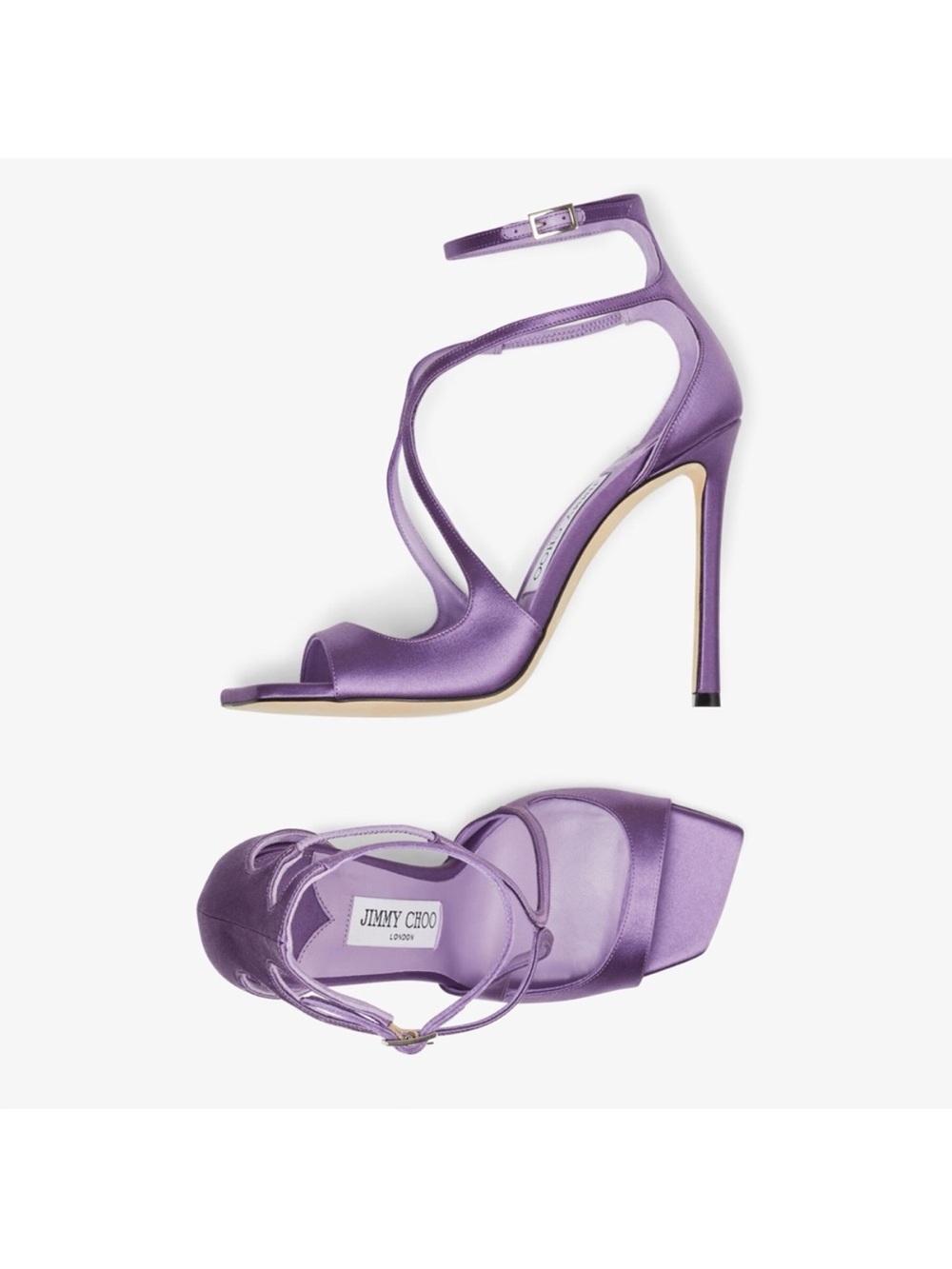 Like new JIMMY CHOO Azia 110 Wisteria Satin Sandals 37.5 - Picture 3 of 15